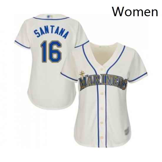 Womens Seattle Mariners 16 Domingo Santana Replica Cream Alternate Cool Base Baseball Jersey